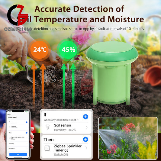 ya 26 Tuya Wireless Smart Zigbee3.0 Soil Tester Garden Moisture Sensor Temp Hygrometer