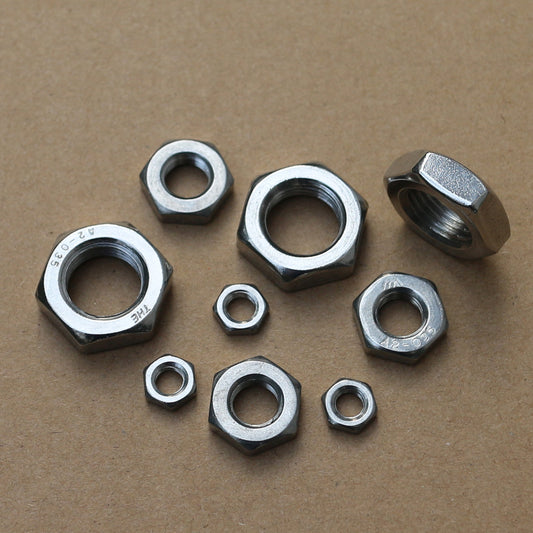 304 Stainless Steel Fine Thread Thin Jam Hex Nut Right Hand Select Size M4 - M64