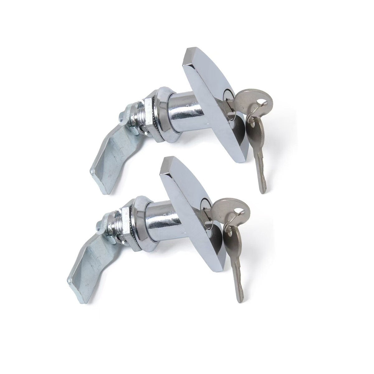 ya 10 5.28.2 Silver T-Handle Door Cover Latch w/ 2 Keys Lid Lock For Truck RV Shell Camper F