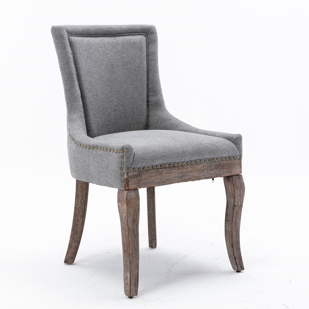 ya 28 Gray Furniture Side Dining Chair Set of 2 Thickened Fabric & Solid Wood Legs