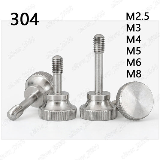 304 Stainless Steel Knurled Thumb Screws With Walsted Shank M2.5 M3 M4 M5 M6 M8