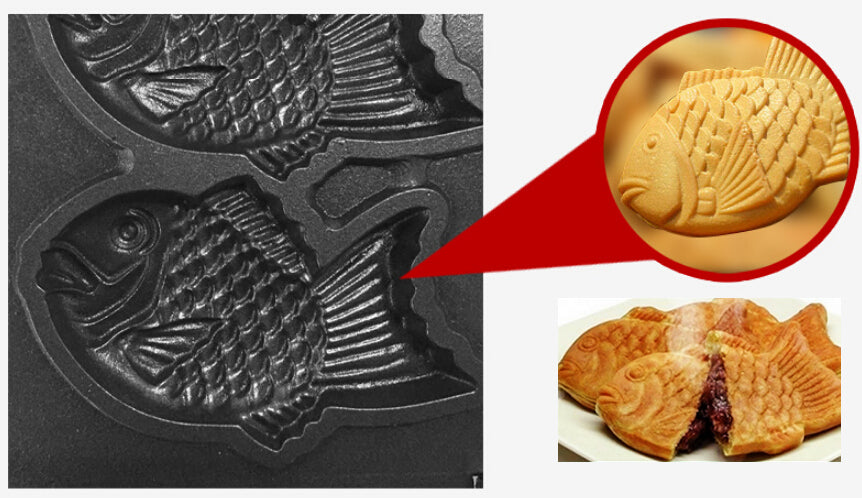ya 25 Commercial Nonstick Electric 6pc Fish Shaped Taiyaki Maker Waffle Machine Good,