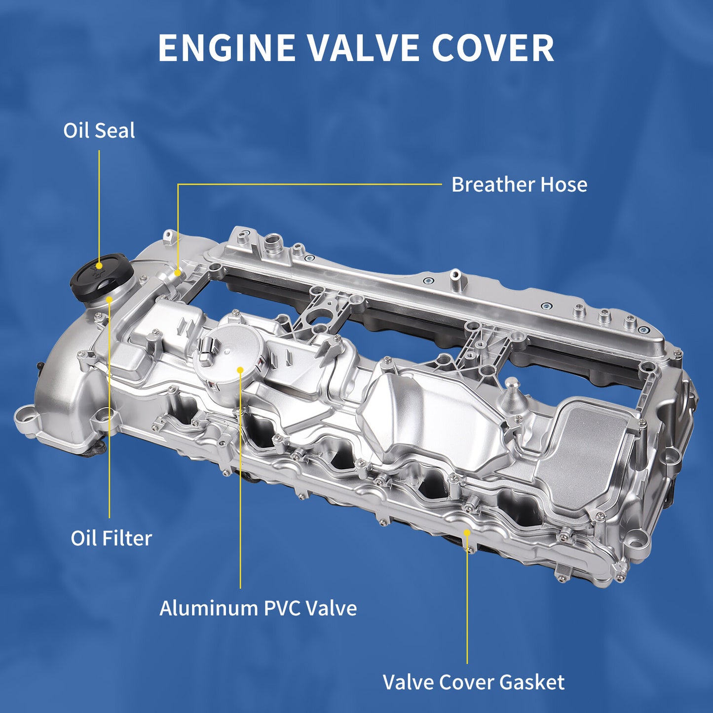 ya 11 6.5 Aluminum N55 Engine Valve Cover with Gasket Bolts Kit Replacement for BMW 335i