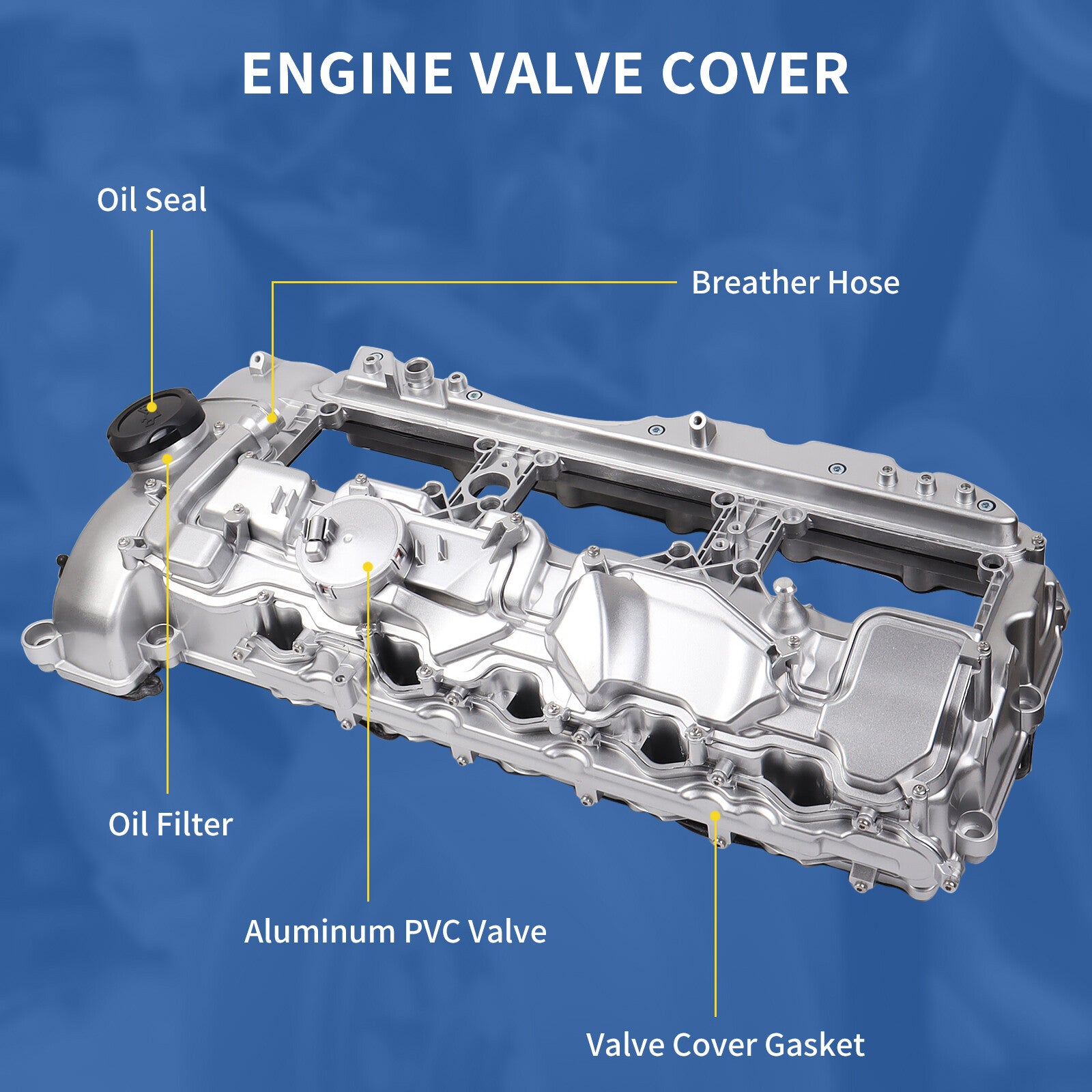 ya 11 6.5 Aluminum N55 Engine Valve Cover with Gasket Bolts Kit Replacement for BMW 335i