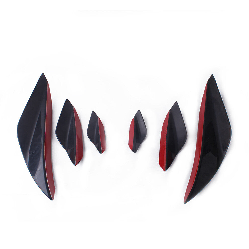 ya 4 6.17 Universal 6PCS Car Front Bumper Lip Spoiler Fins Canards Splitters Chin Diffuser