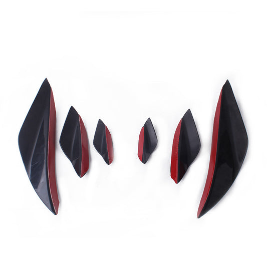 ya 4 6.17 Universal 6PCS Car Front Bumper Lip Spoiler Fins Canards Splitters Chin Diffuser