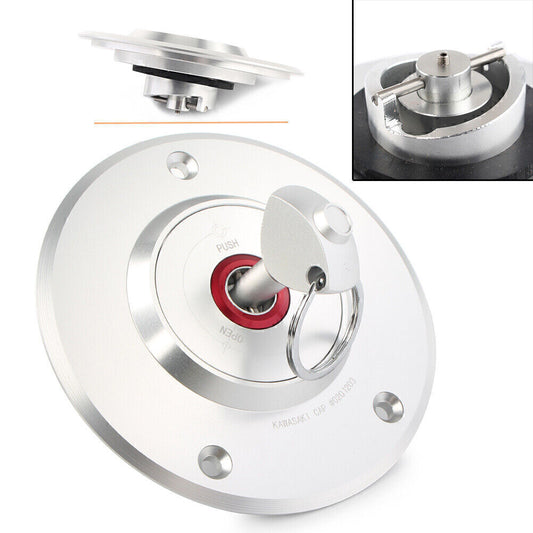 ya 2 6.30 for Kawasaki ZZR600 05-08 05 06 ZZR1200 02-05 Silver Gas Tank Cap Cover w/Key