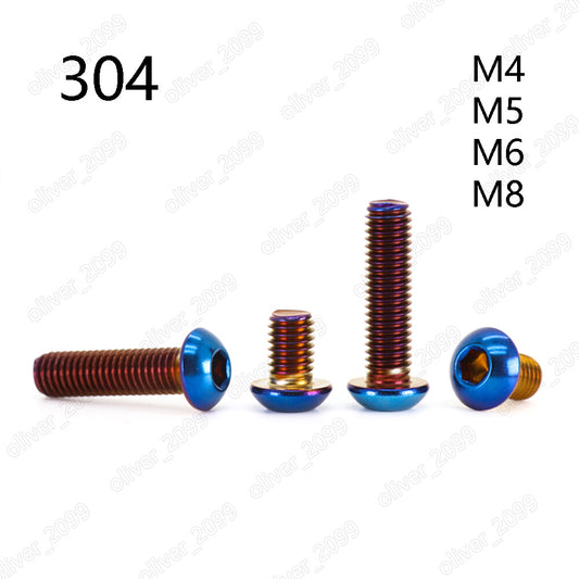 304SS Hex Socket Button Head Screws Plate Titanium Motorcycle Refitting M4-M8
