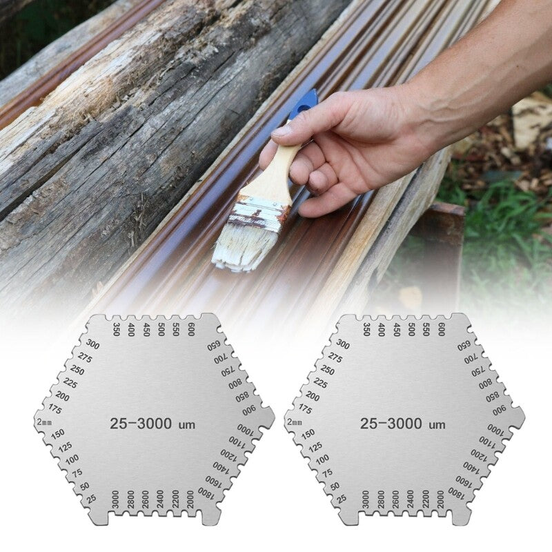 ya 14 Paint Thickness Gauge 25-3000um Stainless Steel Hexagon Wet Film Comb for Paint