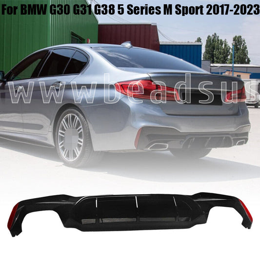 ya 10 10.28 Gloss Black Rear Diffuser Bumper For G30 G31 G38 5 M Sport 2017-2023 n