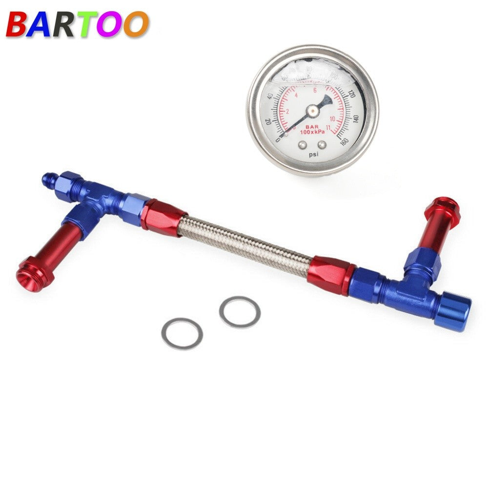 ya 3 6.25.2 AN8 Braided For Holley Carburetor 4150 Pressure Gauge Dual Feed Carb Fuel Line