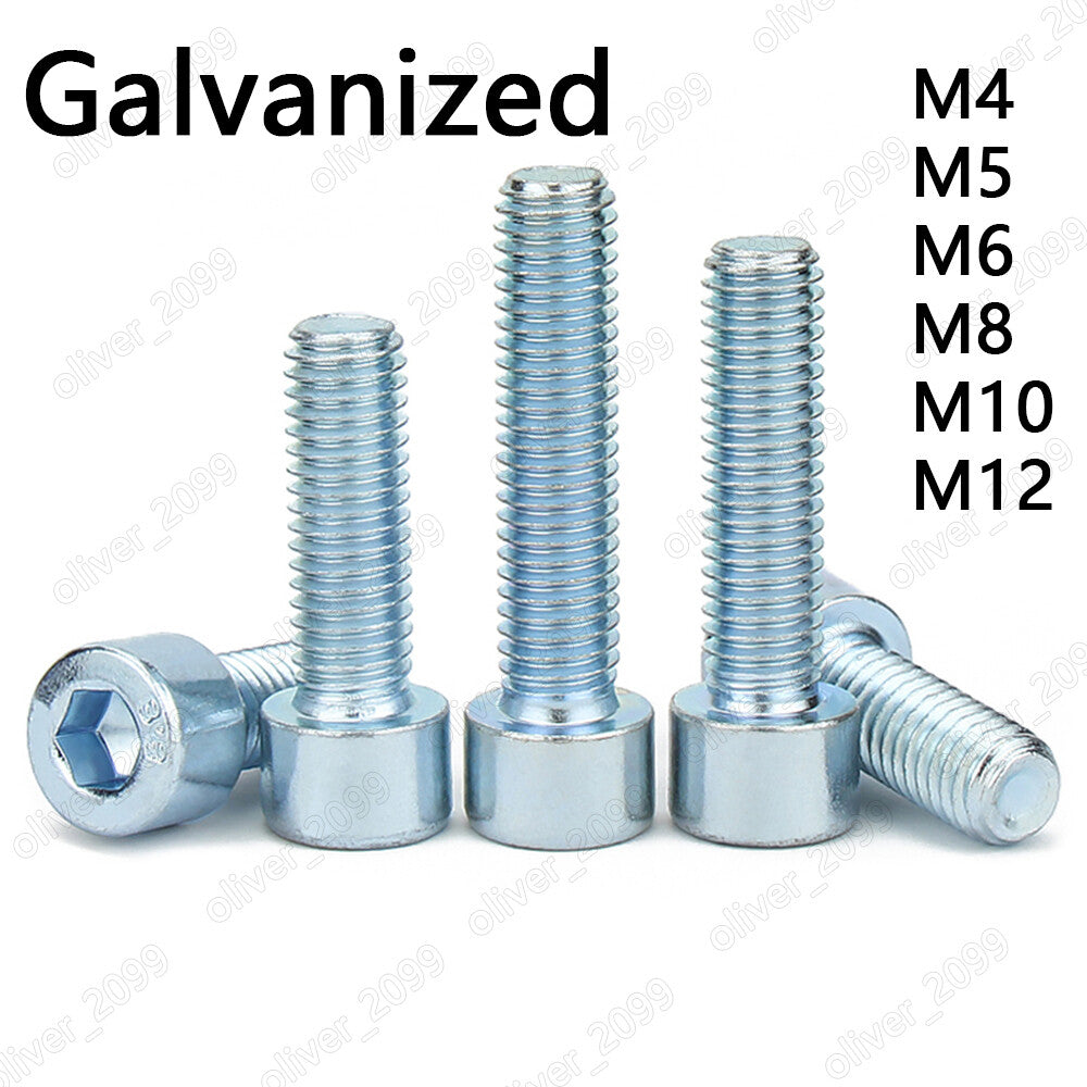 Galvanized Steel DIN912 Hex Socket Bolts Cap Head Screws M4 M5 M6 M8 M10 M12