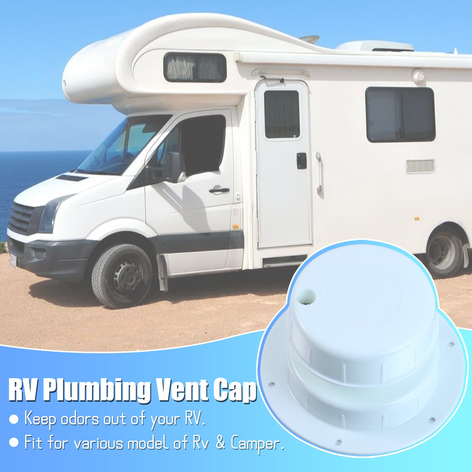 ya 10 5.28.2 RV Roof Top Sewer Vent Attic Cap Plumbing Stink Pipe Cover Prevent Odor UV Proof