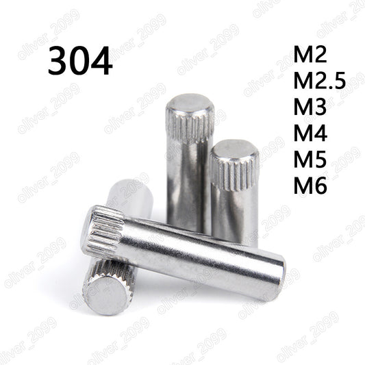 304 Stainless Steel Dowel Pins Rod With Knurled Head M2 M2.5 M3 M4 M5 M6