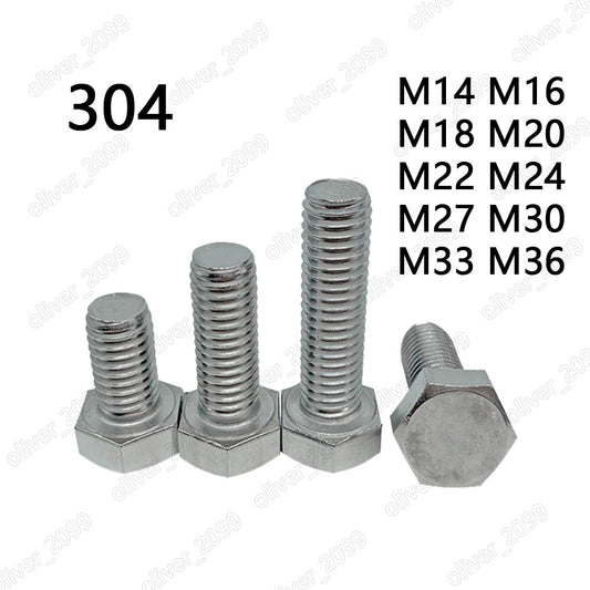 304 Stainless Steel Hexagon Bolts Hex Head Cap Screws DIN933 M14 M16 M18 M20-M36