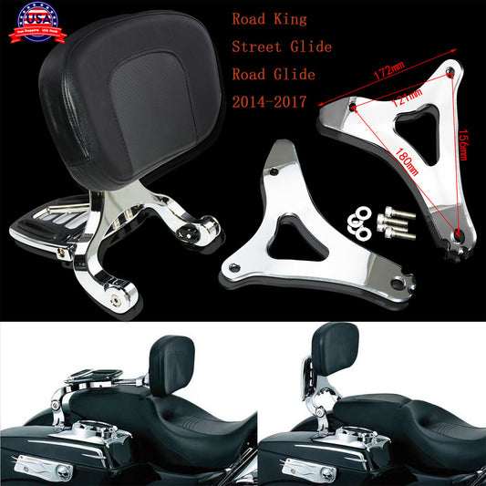 ya 3 6.25.3 Adjustable Driver & Passenger Backrest Fit for Harley Touring Road King 14-2022