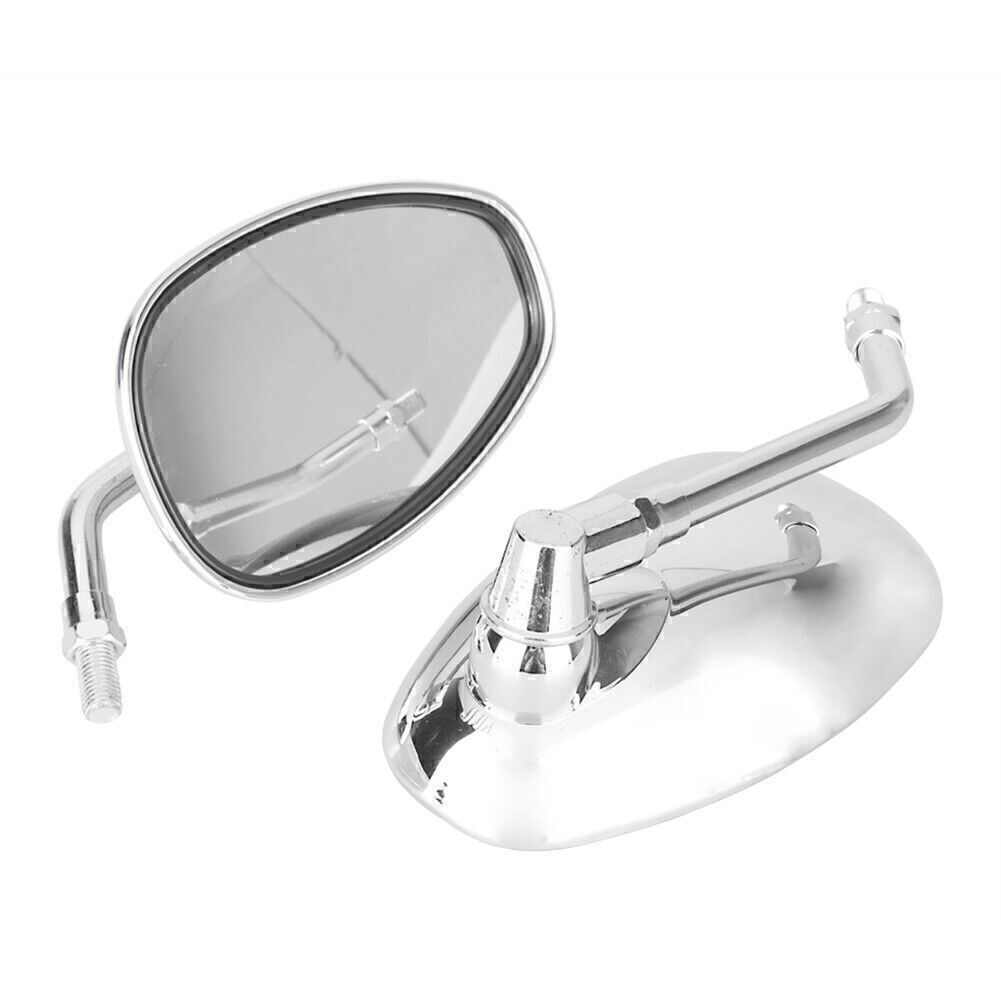 ya 4 6.21 2x 10mm Chrome Thread Universal Rear View Mirrors Oval Side Mirrors