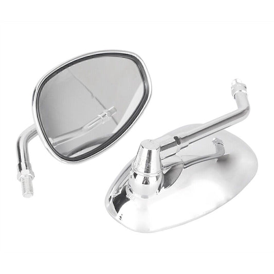 ya 4 6.21 2x 10mm Chrome Thread Universal Rear View Mirrors Oval Side Mirrors