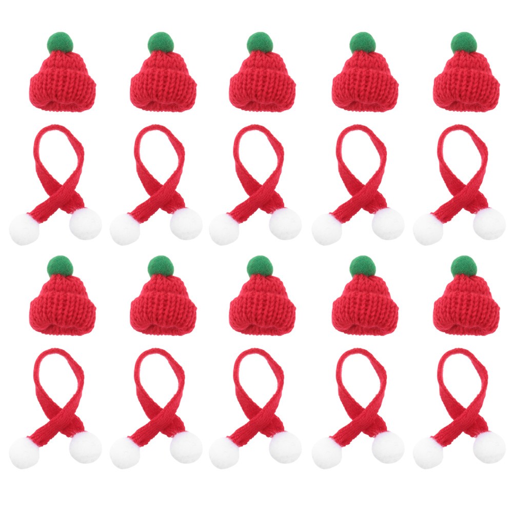 ya 25 20pcs Doll Hats Scarf Knitted Woolen Hat DIY Phone Shell Decorations