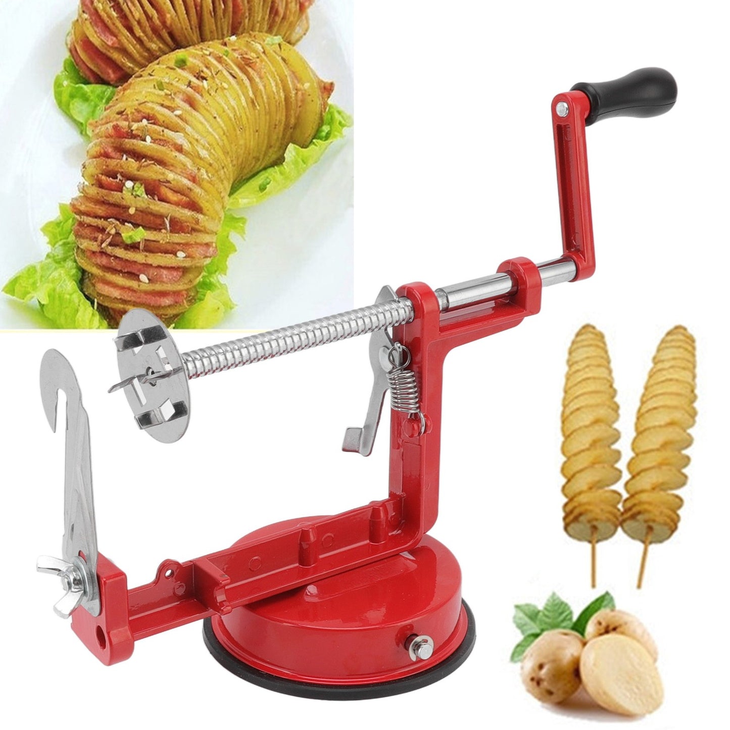 ya 26 Potato Spiral Cutter Manual Rotating Stainless Steel Blade Rust Resistant