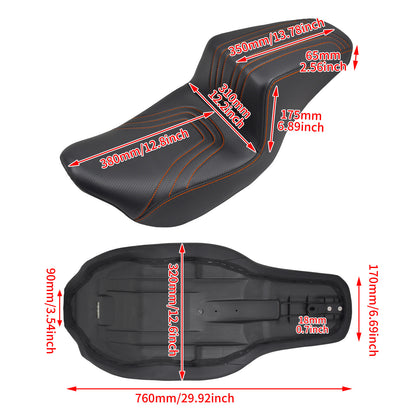 ya 5 8.7 Driver Passenger for SEAT U-shaped Orange Stitching for Harley Road Street Glide 09+