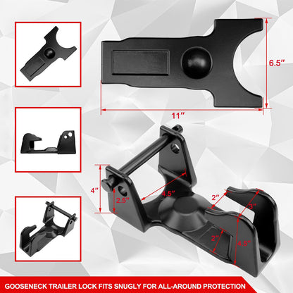 ya 5 8.7 Black Gooseneck Coupler Trailer Lock for RVs Heavy Trailers Livestock Haulers