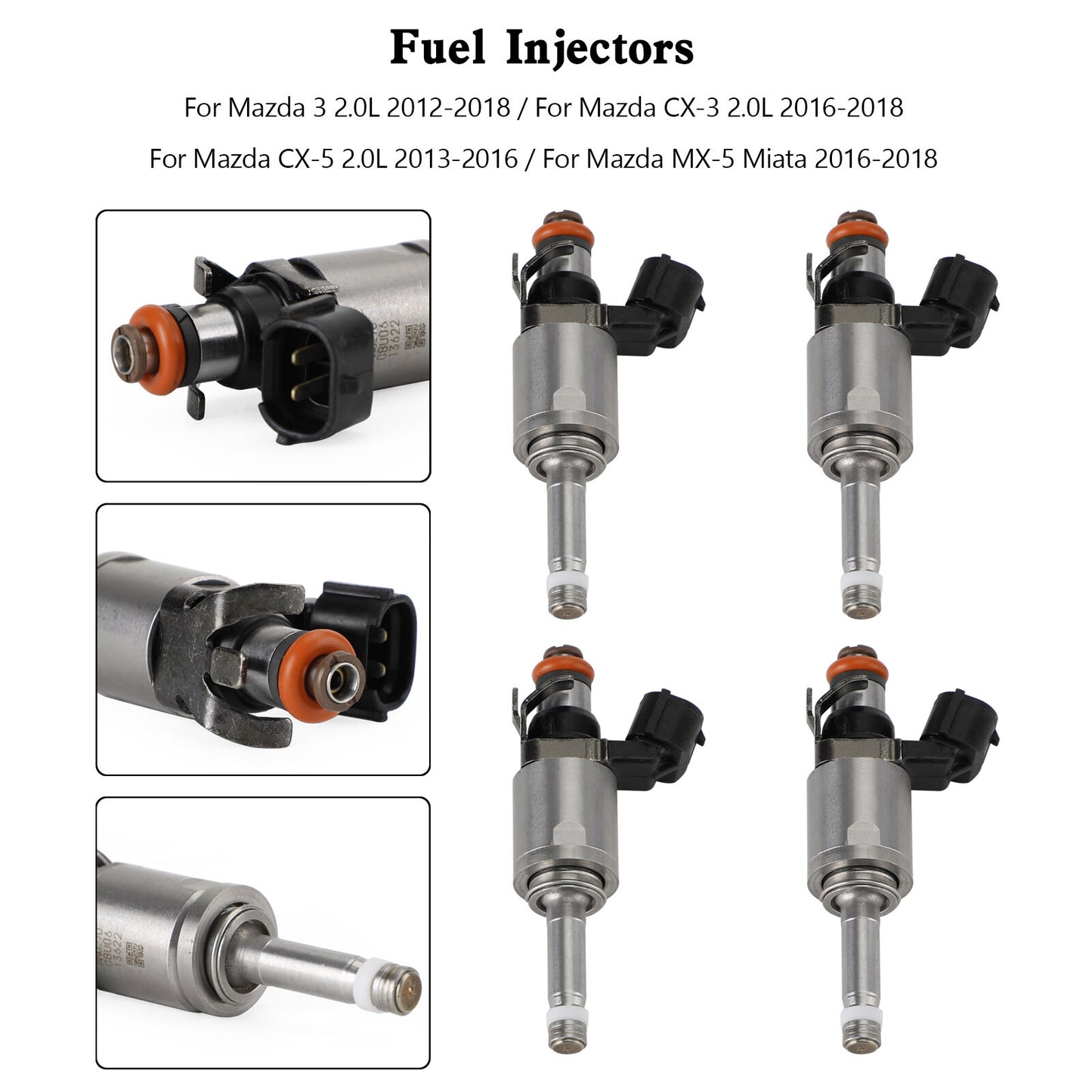 ya 1 8.5.4 4PCS Fuel Injectors PE01-13-250C for Mazda 3 CX-3 CX-5 2.0 2012-18 PE01-13250B