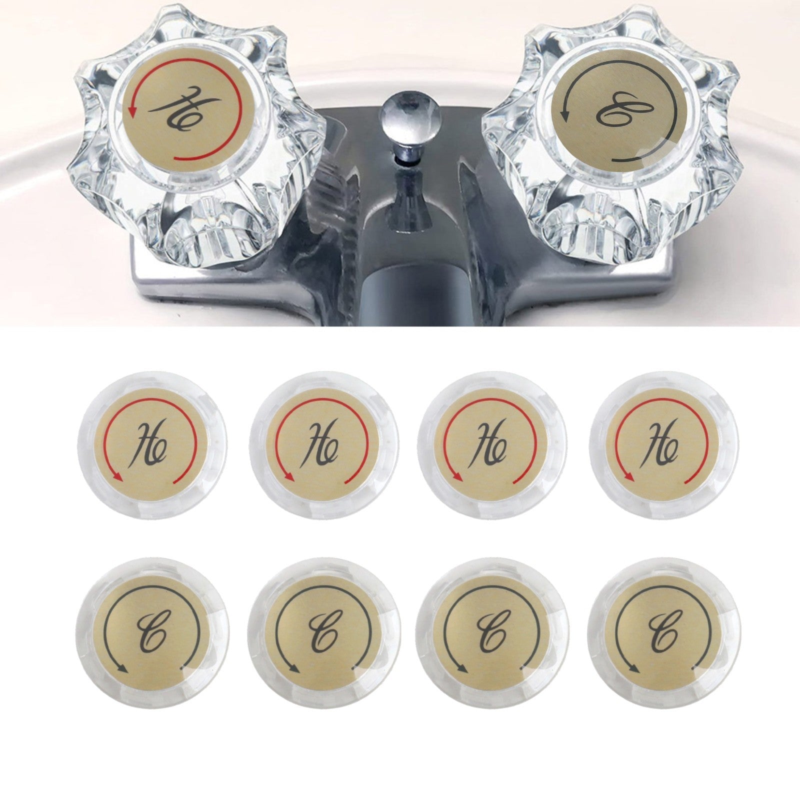 ya 14 Replacement Faucet Index Buttons 8 Pack for Hot and Cold Water Control