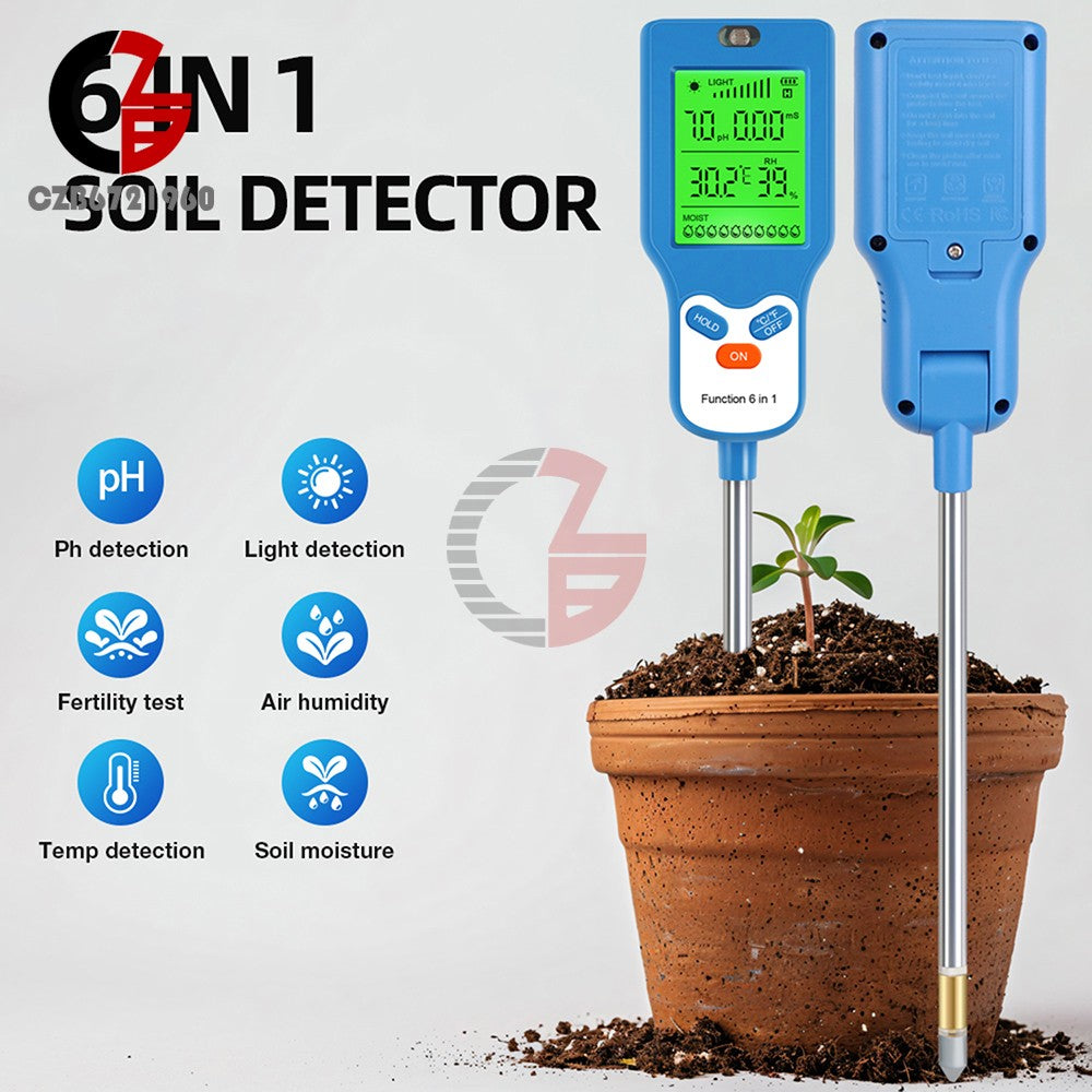 ya 26 6-in-1 Digital PH Tester Sunlight Soil Moisture Meter Detor Plant Garden ¡æ¨H