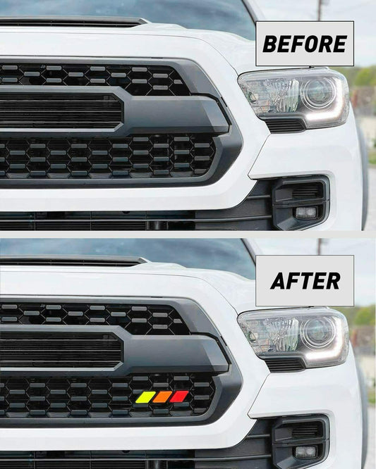 ya 3 6.23 for Toyota Tacoma TRD Tundra for RAV4 Tri-Color Front Grille Badge Emblem Accessory