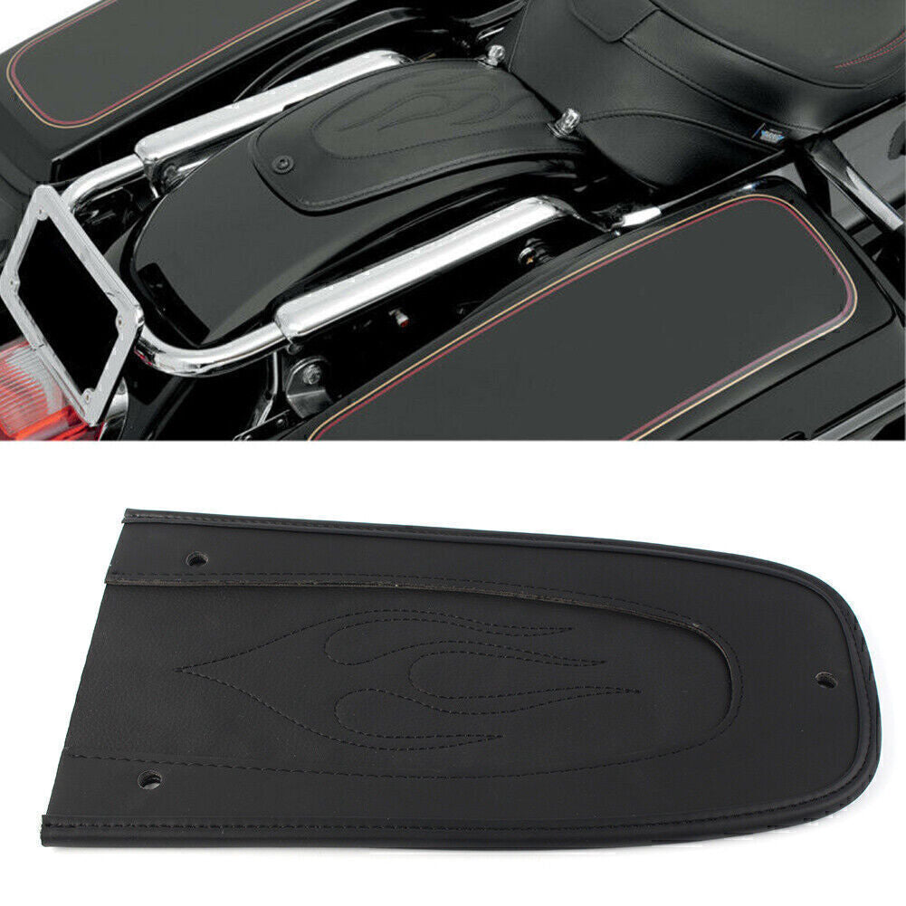 ya 5 8.7 for Harley Touring 97-17 Leather Drag Black Flame Stitch Leather Rear Fender Bib