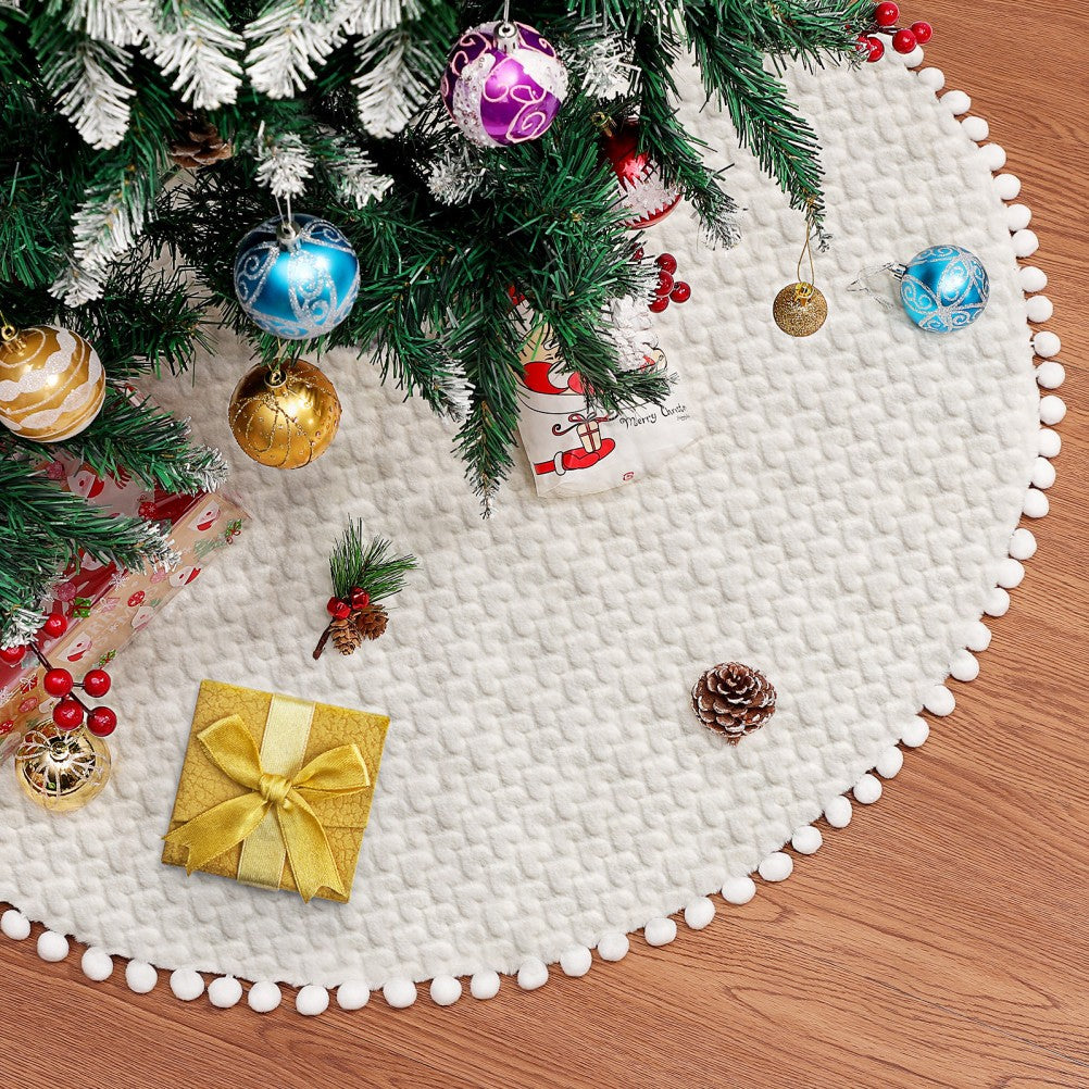 ya 25  Tree Skirt Neutral Festive Base Cover Cute Skirts Pompom