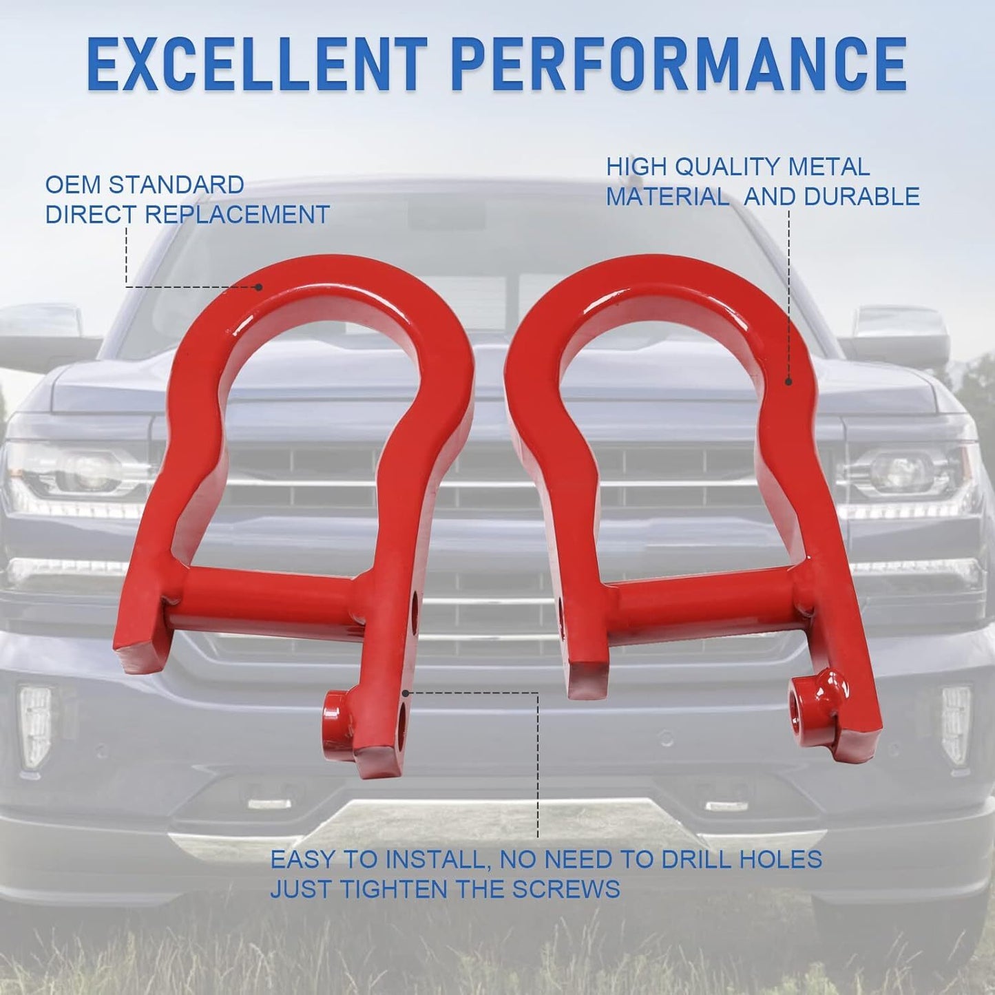 ya 5 8.7 1 pair of red tow hooks for Chevrolet for GMC for Silverado for Sierra 1500 2007 - 2019 84072463