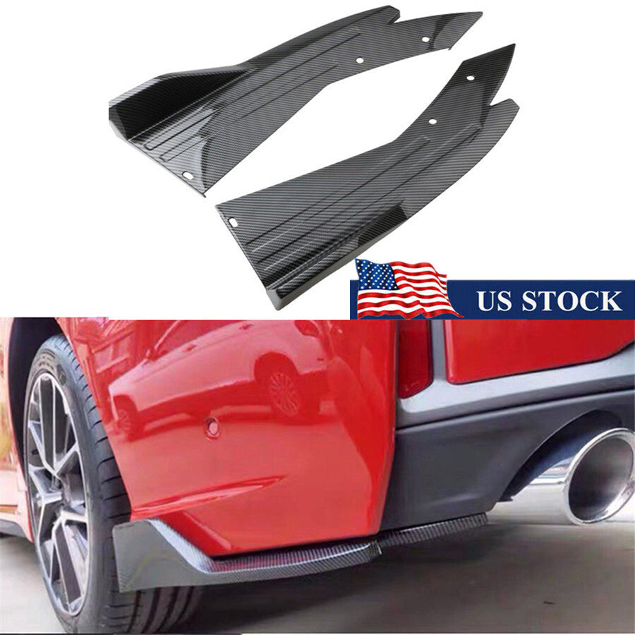 ya 4 6.17 2x Carbon Fiber Look Car Rear Bumper Spoiler Rear Lip Splitter Diffuser Winglet
