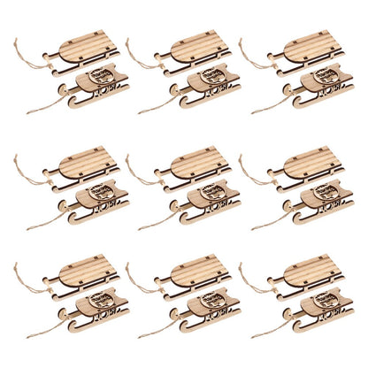 ya 25 12 Pcs Decorative Sled Unfinished Wood Sleigh Pendant Decoration