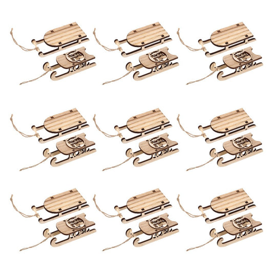 ya 25 12 Pcs Decorative Sled Unfinished Wood Sleigh Pendant Decoration