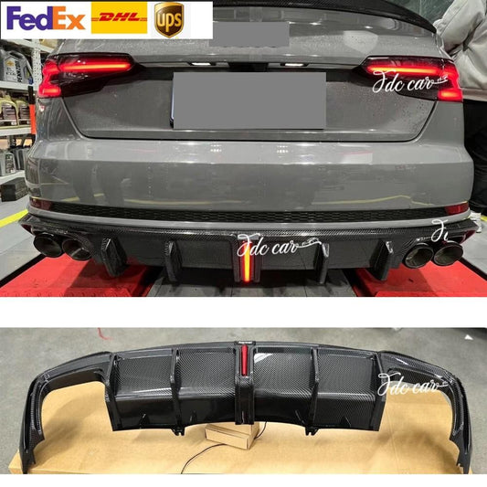 ya 13 5.27 for Audi S4 B9 for A4 Sline Sedan 17-19 Carbon Fiber Rear Diffuser Spoiler New