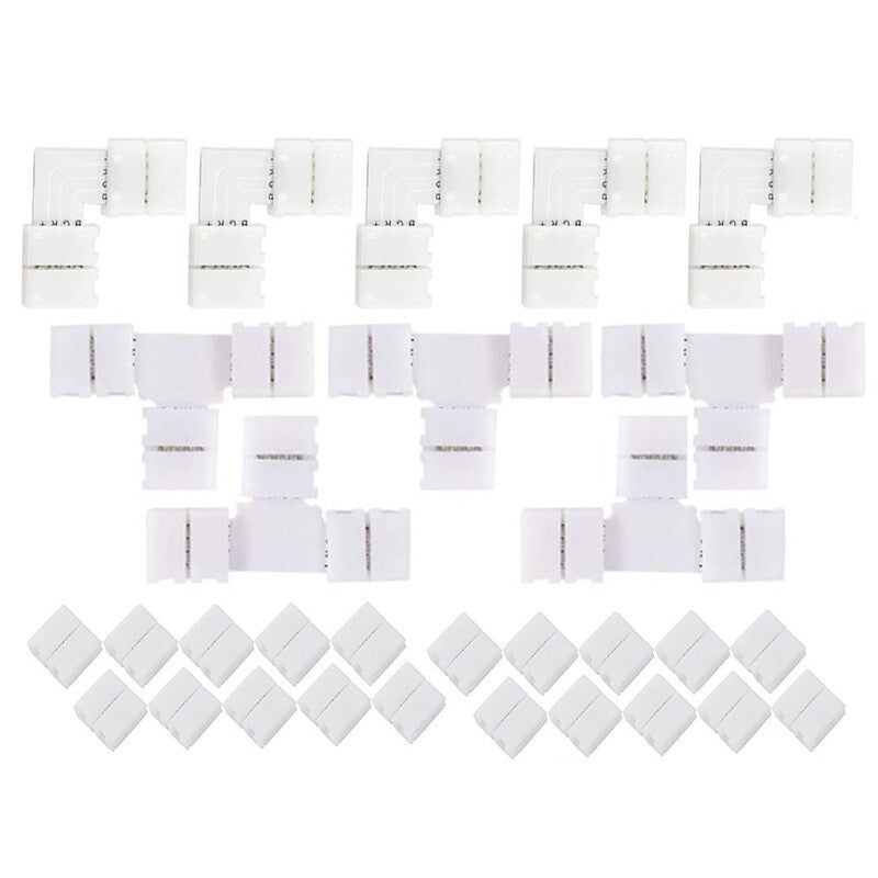 ya 14 30 Pcs 4-Pin Solderless LED Connectors for T/L Shape Right Angle Corner Connecto