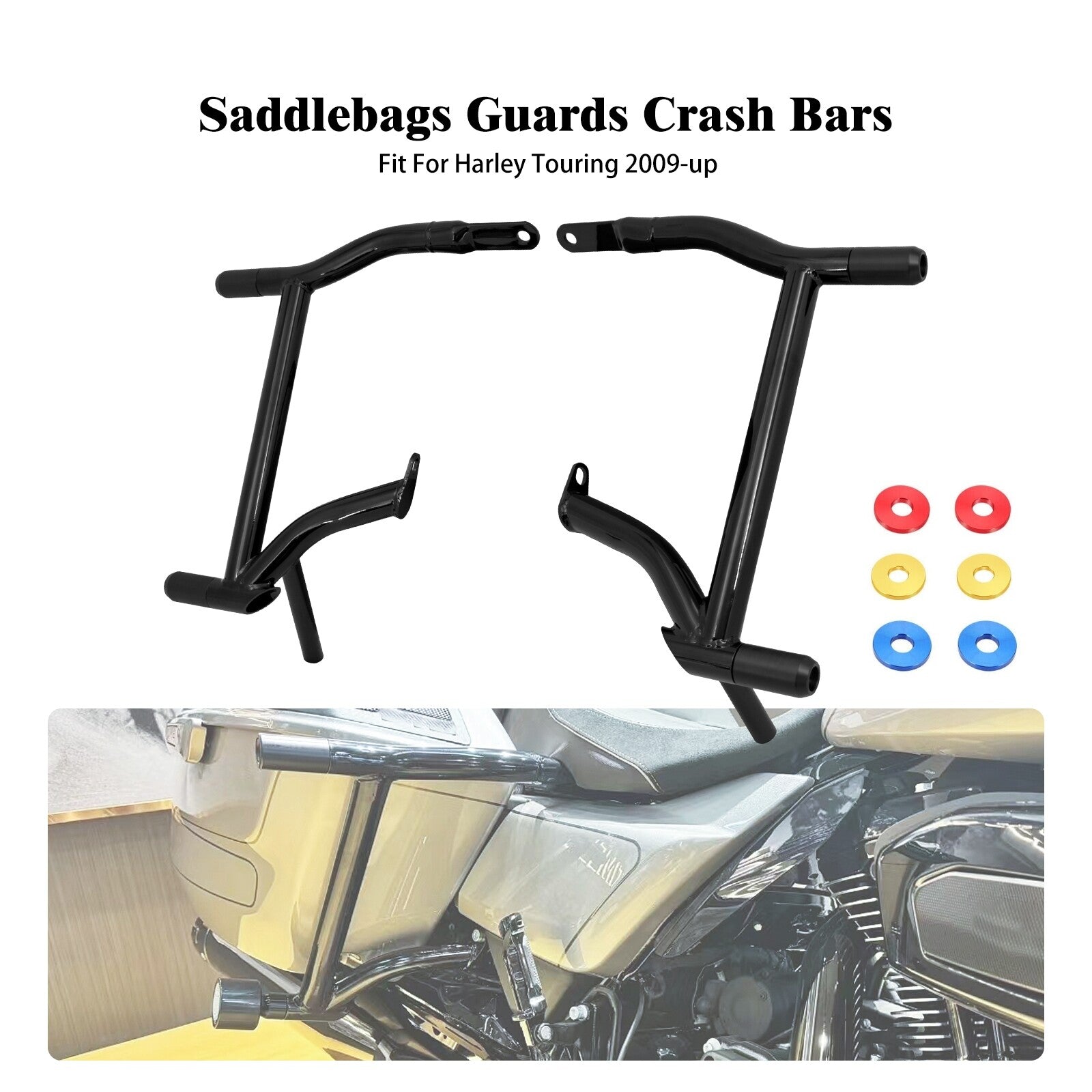 ya 2 6.30 Rear Saddlebags Guards Crash Bars for Harley Touring Electra Street Glide 09-25