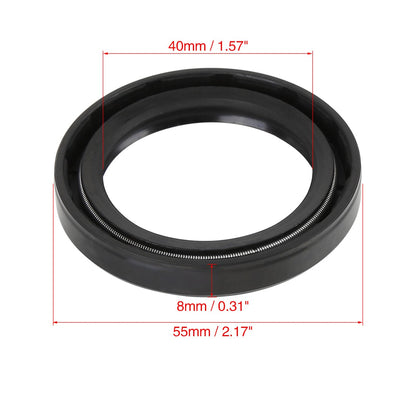 ya 5 8.7 40mm x 55mm x 8mm Black Rubber Cover Double Lip TC Oil Shaft Seal