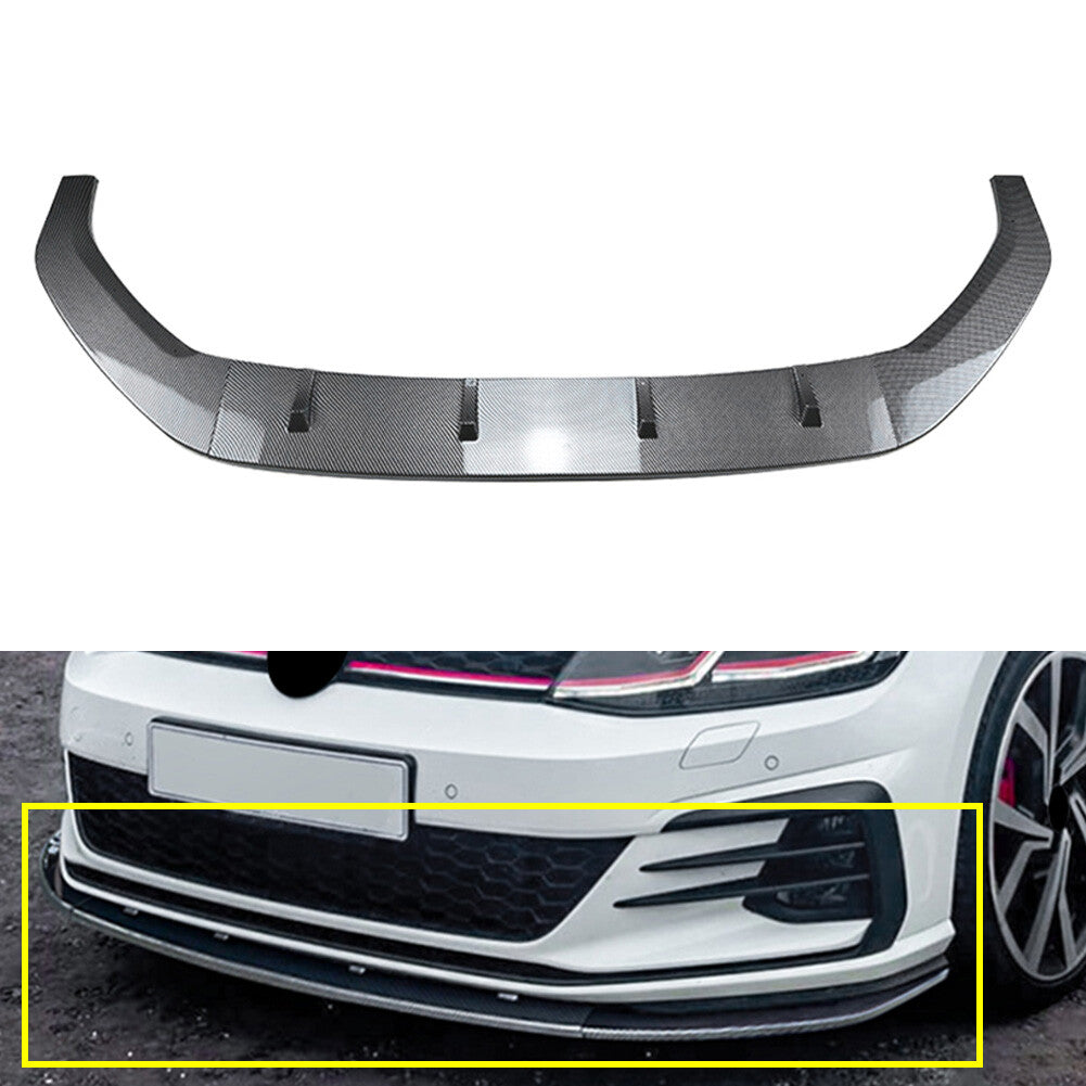 ya 4 6.17 Front Bumper Spoiler Splitter Lip for VW for Golf MK7.5 GTI R Rline 2017-19 Carbon