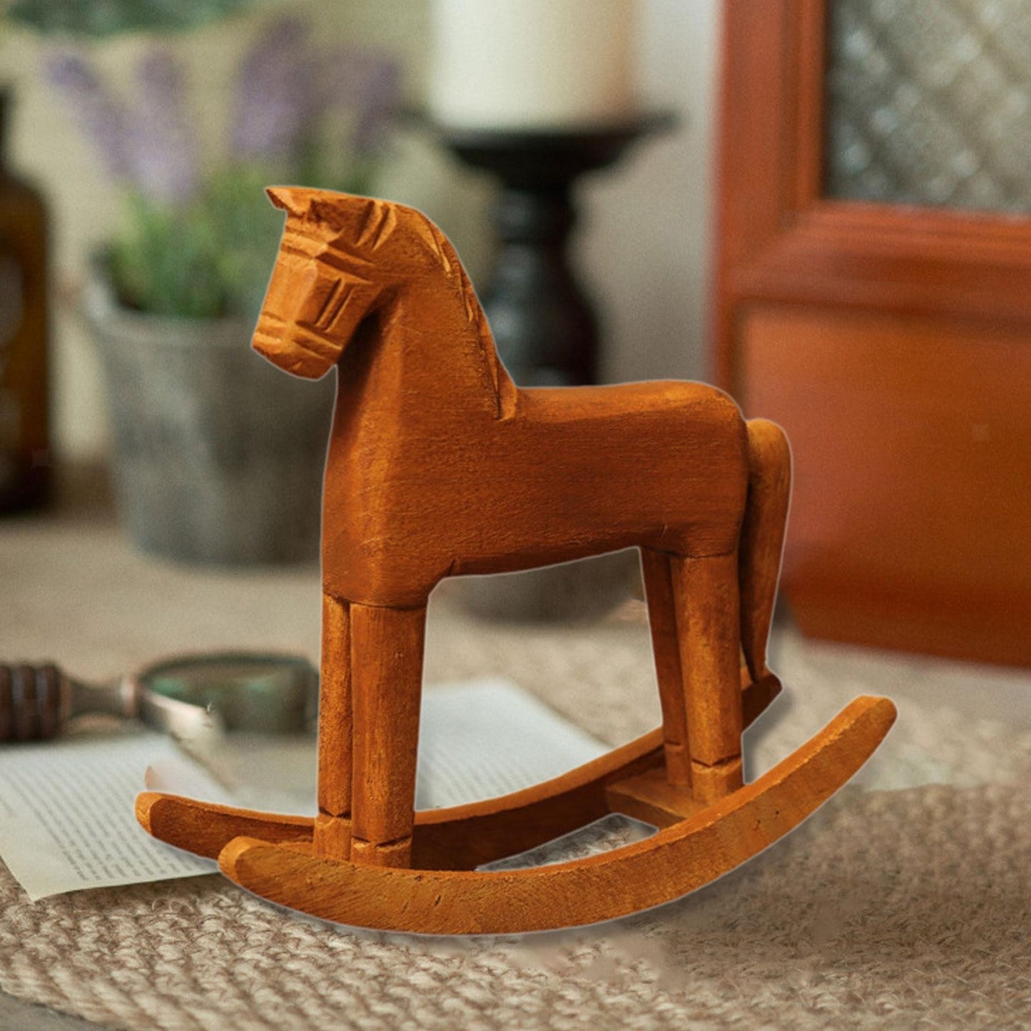 ya 25 Wooden Rocking Horse Decor Gift Craft Or ment for Cabinet Bookshelf Office