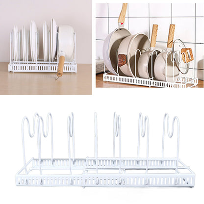 ya 25 Tabletop Pot Pan Organizers Rack Iron Adjustable With 7 Dividers Expandable