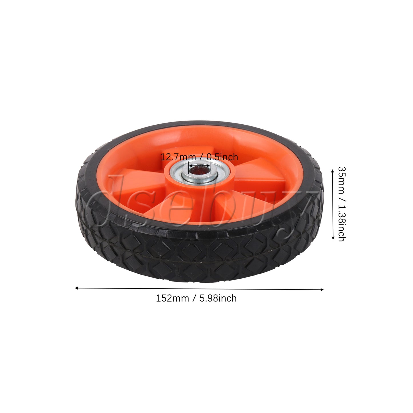 ya 14 Rubber Hand Truck Wheel for Cart Power Washer 6 Dia 0.5 Bore Black Orange