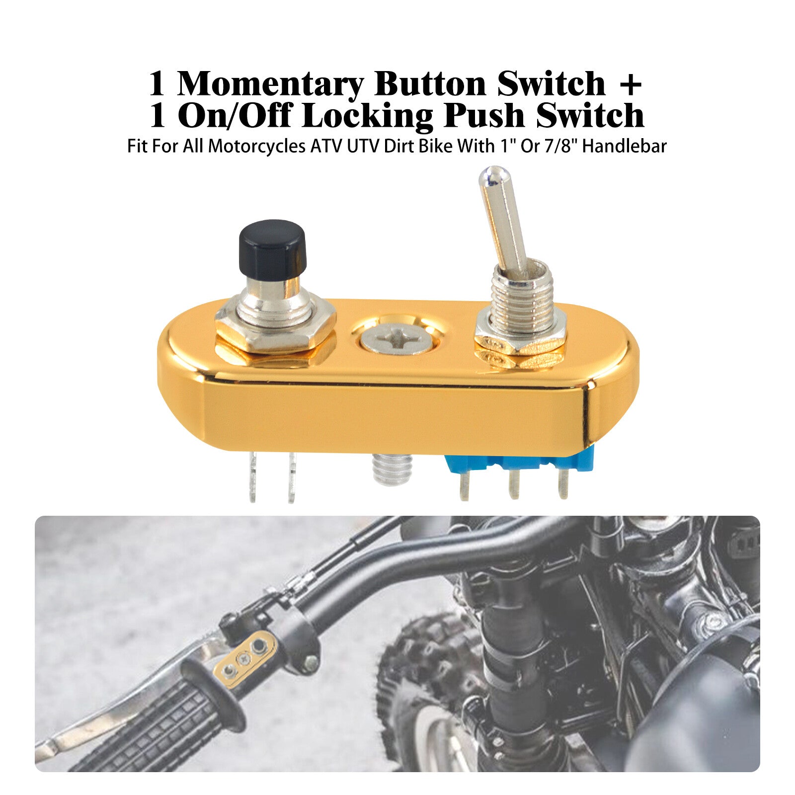 ya 1 7.4 Gold for Mini Control Toggle Push Switch ON/OFF Button For Universal 1 Handlebar