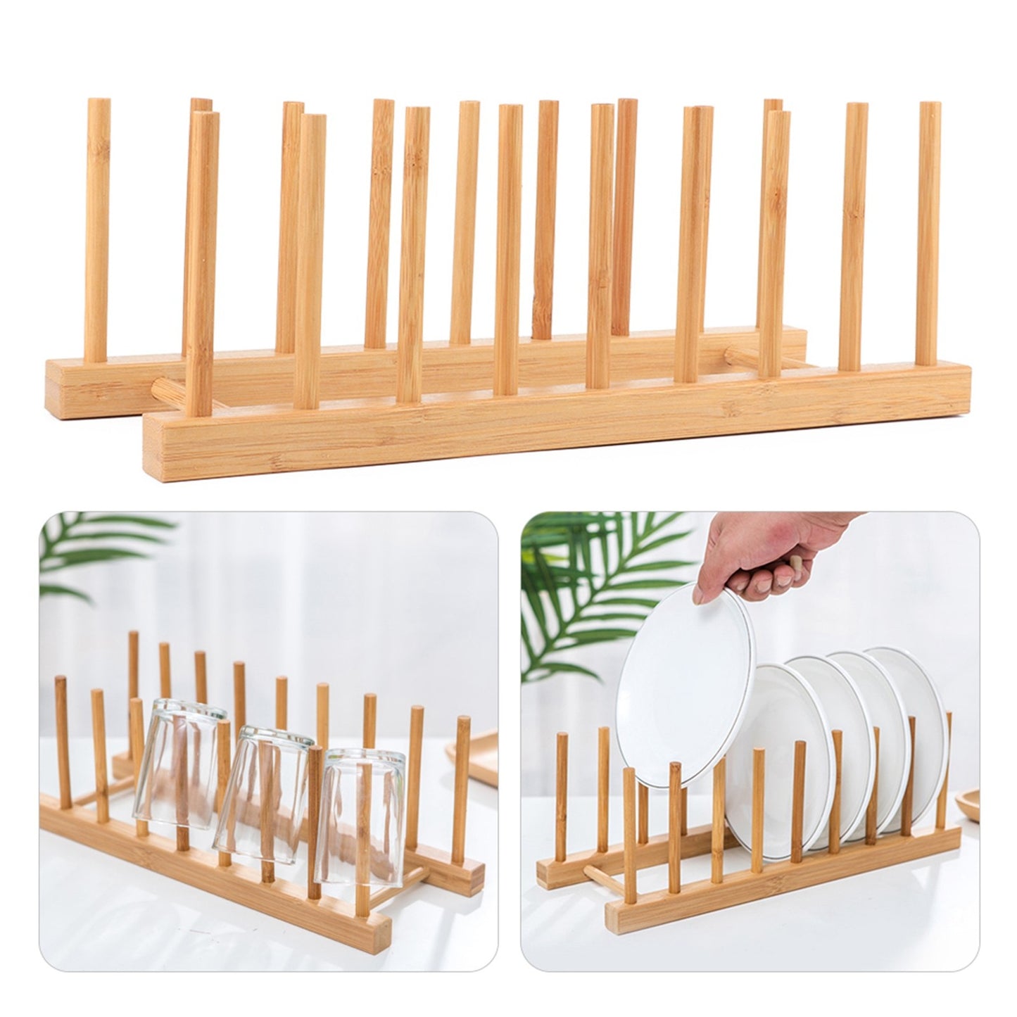 ya 25 Bamboo Dish Rack Plates Holder Kitchen Storage Cabinet Organizer For Cup