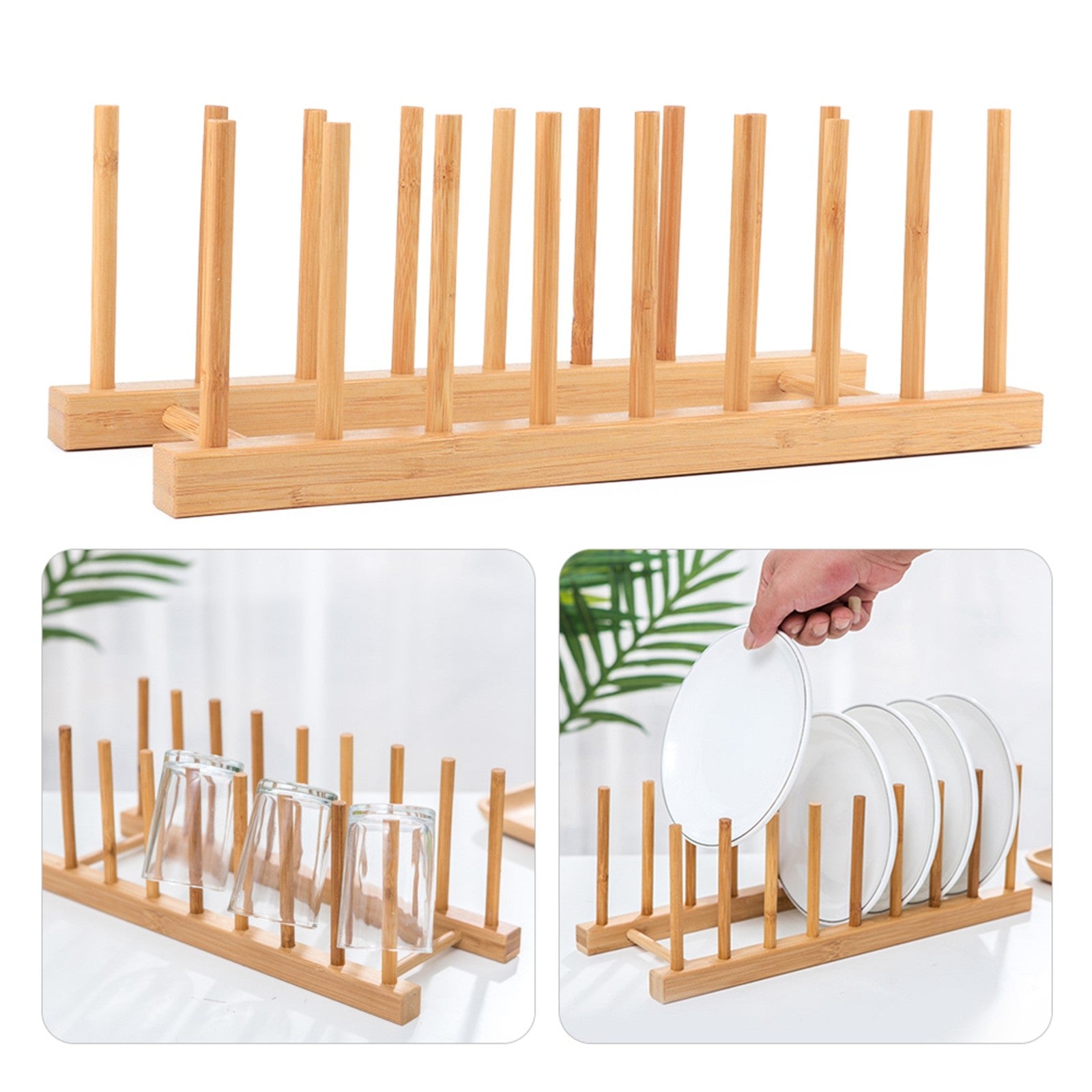 ya 25 Bamboo Dish Rack Plates Holder Kitchen Storage Cabinet Organizer For Cup