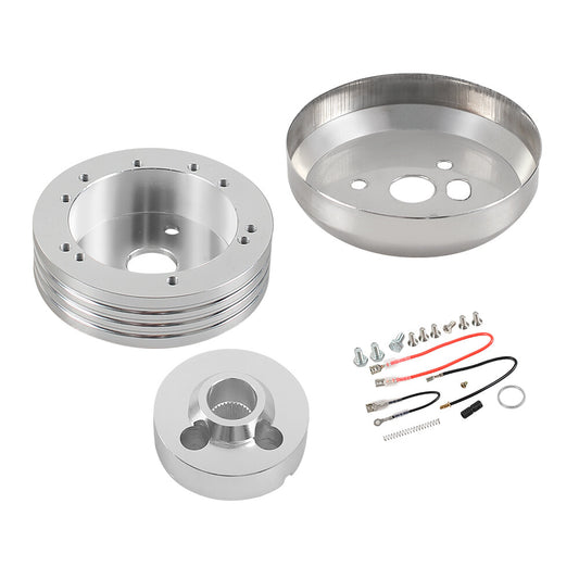 ya 8 5.27 5&6 Hole Steering Wheel Polishe Hub Adapter Flaming River Ididit GM for Chevy Silver