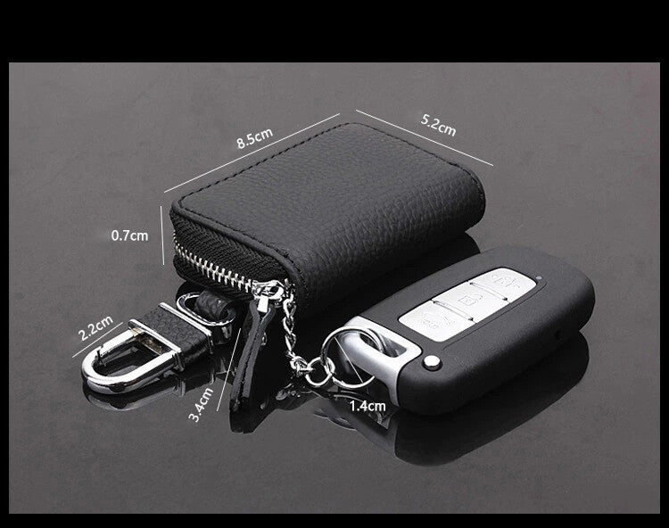 ya 5 8.7 1Pc Car Key Holder Cover Key Chain Bag Leather Remote Fob Zipper Case