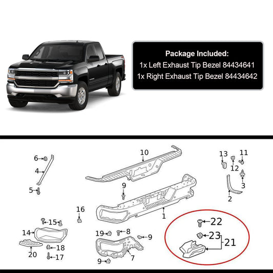 ya 4 6.17.2 Tips Bezels Fit for GMC for Sierra for Chevy for Silverado 1500 2019-2024 Left+Right